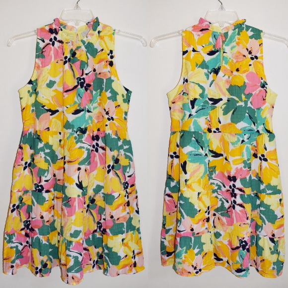 LOFT Floral Print Ruffle Tiered Swing Dress - Picture 3 of 8